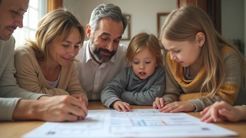 Семья планирует финансовые цели с графиком роста